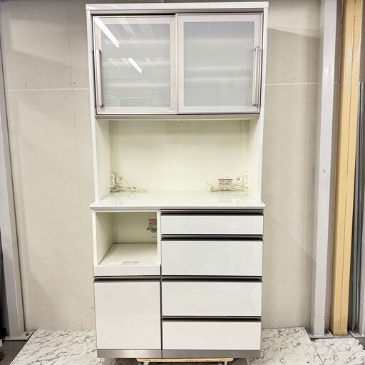 W 18013  綾野製作所 ソフトクローズ 2枚ガラス扉キッチンボード   ◆大阪市内・東大阪市他 6,000円以上ご購入で無料配達