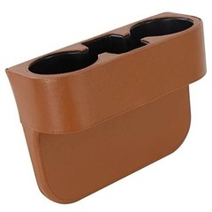 卸売り価格  45個車載用 サイドトレイ カップホルダー ドリンクホルダー スマホ 小物 収納 レザー調(ブラウン) 
