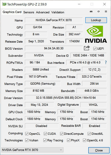 【グラフィックボード】RTX3070 Manli 6RGHPPP-M2479