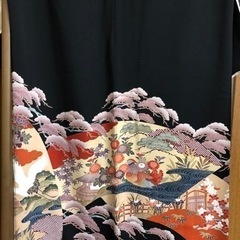 黒留袖 着物 正絹 五つ紋 比翼仕立て 袷 広衿の画像