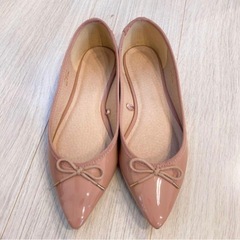 パンプス　バレエシューズ　くすみピンク