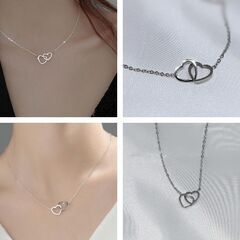 ダブルハートネックレス/シルバー（新品）の画像