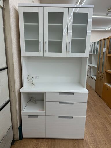 ★ジモティ割あり★ ニトリ 食器棚 ホワイト H201×W100×D43 クリーニング済み KJ5233