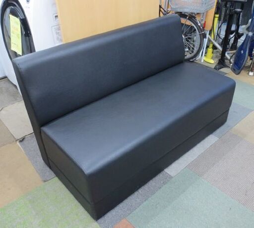 2人掛け ソファ アームレス 幅119㎝ ブラック 黒 レザー ソファー  肘無し 札幌 北20条店 2人掛け ソファ アームレス 幅119㎝ ブラック 黒 レザー ソファー 肘