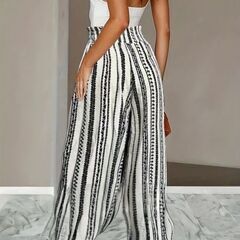 新品 白と黒のストライプが涼し気なパンツの画像