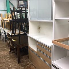 松田家具　レンジボード　キッチンボード　食器棚　大容量　ファミリータイプ　おしゃれ　クリーニング済み　ジャングルジャングル貝塚店　貝塚市　二色浜