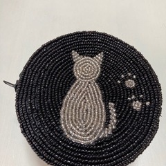 猫ちゃん ビーズ刺繍 コインケース 【未使用品】 の画像