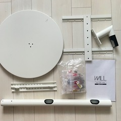 テレビスタンド WALL A2 ロータイプ（サテンホワイト・キャスターベース）