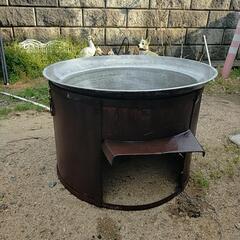 値下げ！土台付き、アルミ製大釜