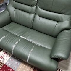 二人掛けソファ　皮の画像