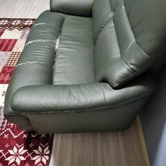 二人掛けソファ　皮の画像