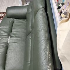 二人掛けソファ　皮の画像
