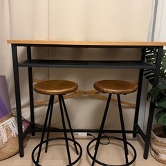 【美品】カウンターテーブル+チェア2脚の3点セット