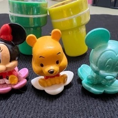 ★ ミニフィギュア+スタンプ5点セット★ミッキー　ミニー　プーさん　マイクの画像