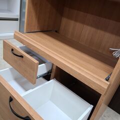J4912　ユーアイ　カントリー調 食器棚　コチーナ　K-700HO NA　ナチュラル　モイス加工　クリーニング済　【リユースのサカイ柏店】　