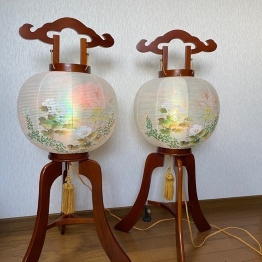 盆提燈　岐阜ちょうちん　回転灯籠　1対2箱　木製　高級