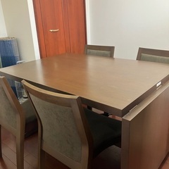 美品　ダイニングテーブル　イス　セット　拡張　高さ変更可能