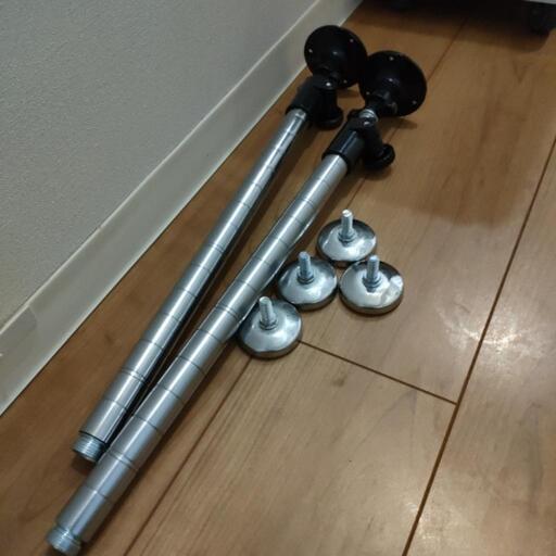 25mmメタルラック 突っ張りパーツx2 円形アジャスターx4