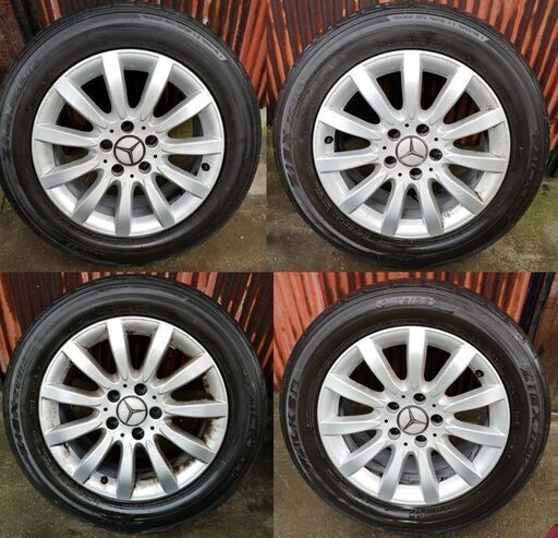 【手渡し】【アルミ＆タイヤ】ベンツ 純正 W211 Eクラス 16インチ 7.5J +42 PCD 112 5H ハブ径 約66.6ｍｍ とタイヤ