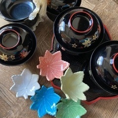 お椀 お盆、小鉢、お箸セット