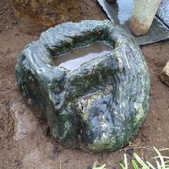蹲　手水鉢　伊予　庭石　美品　の画像