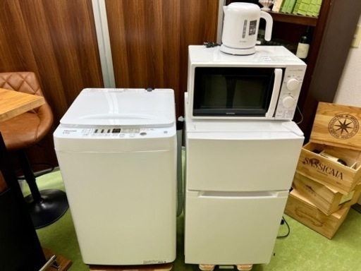 家電4点セット【ハイセンス 洗濯機 HW-T55H 2023年製/アイリスオーヤマ 冷蔵庫 電子レンジ ケトル 2023年製】完動品