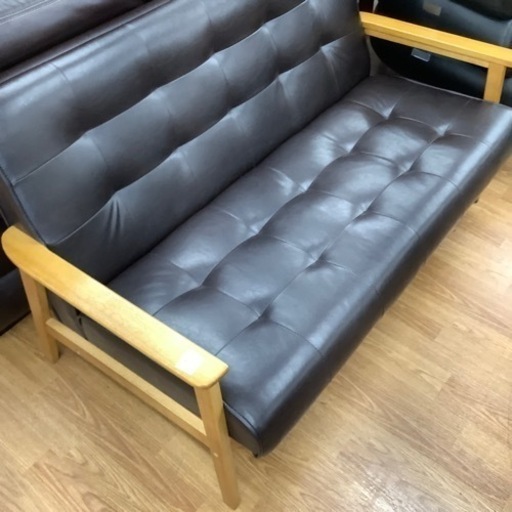 2人掛けソファー 合皮 ブラック 211