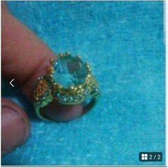 j←←←m17-17番　リング 指輪 トルマリン デビル ゴールドメッキ ブルージェム アクセサリー レトロ ヴィンテージ 宝石 ファッション ジュエリーの画像
