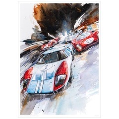 【最終お値下げ❣️】【新品未使用品】MINSEOK 水彩画 車 ポスター 屋内 装飾 [韓国製] A2 アート ヴィンテージ 車 プリント 写真 美しい車 アート 贈り物 イラスト 42x59.4 cm 全速力 No.の画像