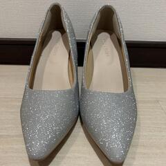 【11/24午前中お渡し限定】走れるパンプス　シルバー　ヒール　パンプス　7cmの画像