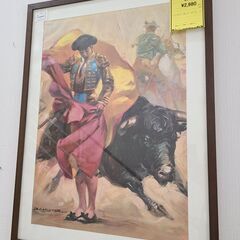 J4919　額絵　闘牛　クリーニング済み　【リユースのサカイ柏店】