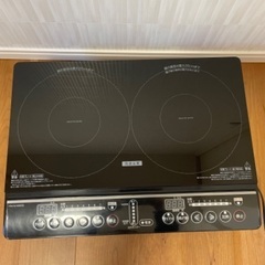 【値下げしました！】山善　IHクッキングヒーター 2口 IHコンロ 1400W YEM-W1456(B)