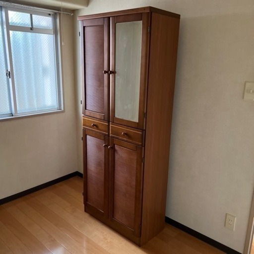 ミラー付き収納家具　収納棚　靴箱