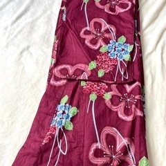 浴衣　アジサイ　赤　紫陽花　ワインレッド