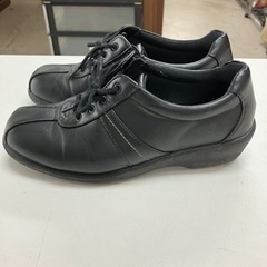 O2406-076 TOPAZ スニーカー ブラック　サイドジップ サイズ:23.5cmEEE キズ汚れ有りの画像