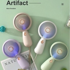 ♡新品♡ハンドヘルドミニファンLEDライト　緑🟢の画像