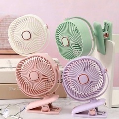 ♡新品♡テーブルクリップファン🟢緑、3段階速度と充電ケーブル付きの画像