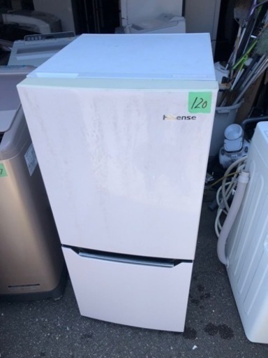 １２０　北九州市内配送無料 2019年 ハイセンス 【右開き】130L 2ドアノンフロン冷蔵庫 エディオンオリジナル パールホワイト 