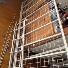 シングル パイプベッド コンセント付き 宮 ロフト二段ベッド ハイタイプ 北欧風 部屋二段ベッド スチール 耐震 耐荷の画像