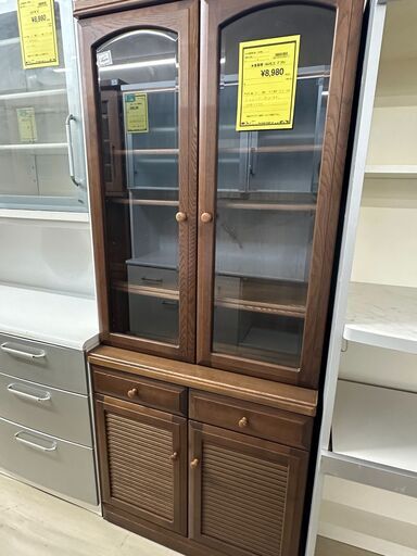 ジモティ来店特価!!　食器棚　エルム化工　ブラウン　　J-0607