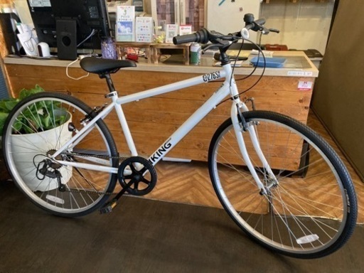 【前輪タイヤ・チェーン新品！】6段変速　27インチクロスバイク　ホワイト