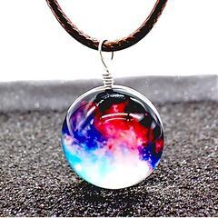 j→→→M40-2★宇宙の天球 銀河ギャラクシー レッドフレアスフィアシルバーネックレス 誕生日プレゼント旅行連休夏祭ギフト国内発送の画像