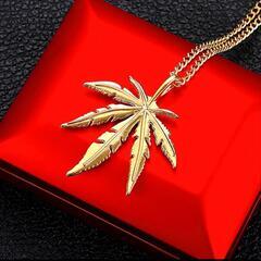   /j→→→M40-2★黄金の楓 カエデ金彩パンクチェーン メープル金K18GFゴールドネックレス誕生日プレゼント旅行夏祭連休ギフト国内発送の画像