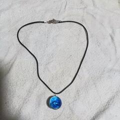 j→→→M40-2★暗闇発光 月面ムーン天球ブルーギャラクシースフィアシルバーネックレス誕生日プレゼント旅行夏祭連休ギフト国内発送の画像