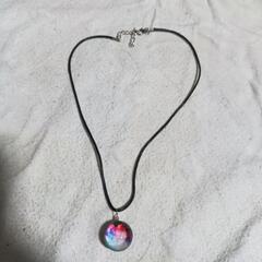 j→→→M40-2★宇宙の天球 銀河ギャラクシー レッドフレアスフィアシルバーネックレス 誕生日プレゼント旅行連休夏祭ギフト国内発送の画像