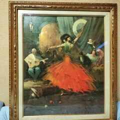 □フラメンコ絵画 実筆 500×600（絵）670×770×55（額）