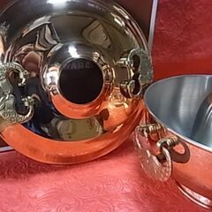 古い 銅製 しゃぶしゃぶ鍋 26cm 新光金属 COPPER 100 HOME WARE 日本製 【未使用品】 銅鍋 燕三条の画像