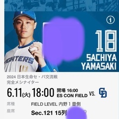 値下げ！　エスコン　中日　日本ハム　チケットの画像