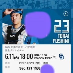 値下げ！　エスコン　中日　日本ハム　チケットの画像