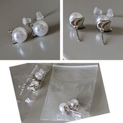 フェイクパール/ネコちゃんスタッドピアス②（新品）の画像
